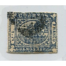 ARGENTINA 1859 GJ 12c BARQUITO ESTAMPILLA USADA CON VARIEDAD 